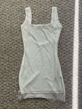 NWOT Sleeveless Square Neck Mesh Mini Dress